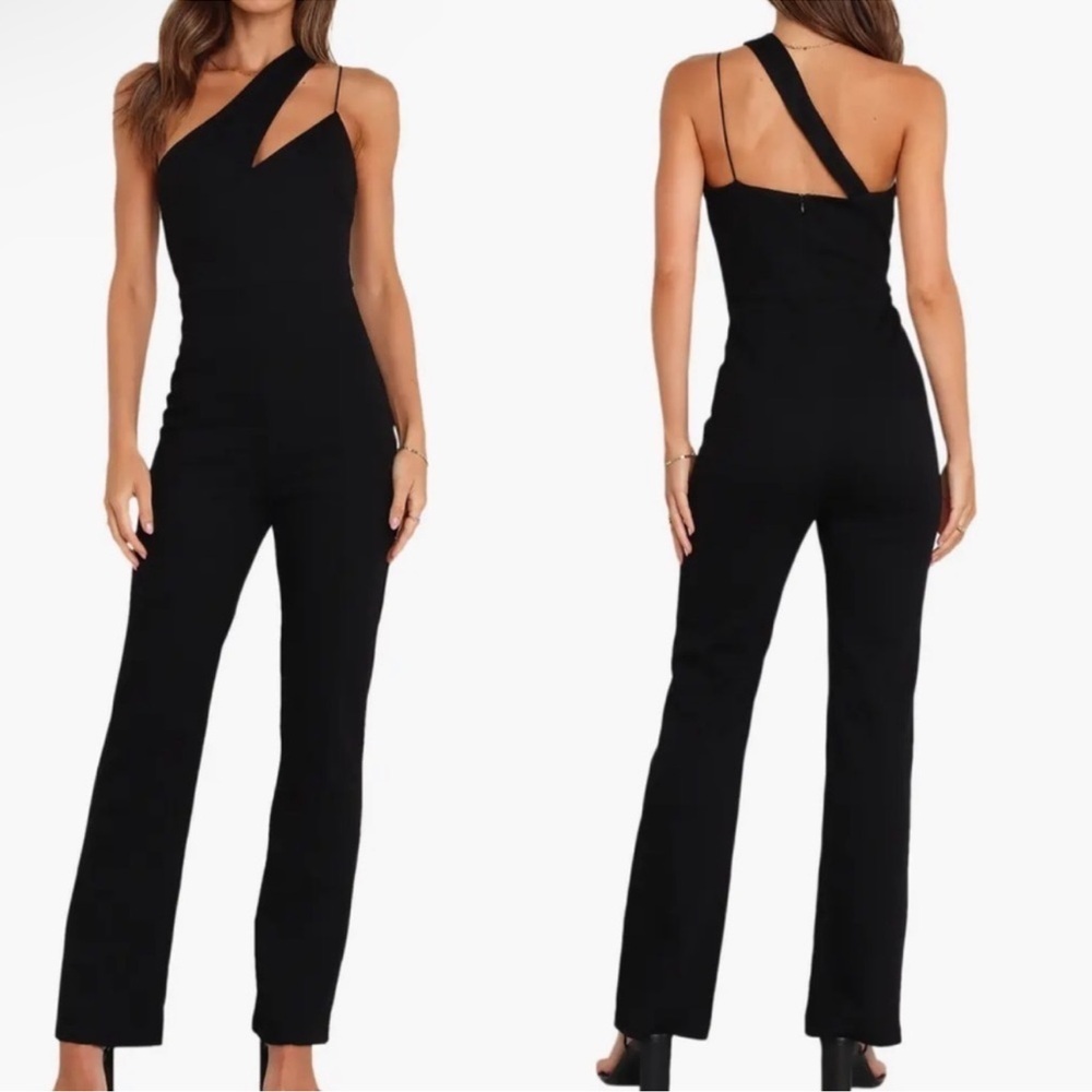 Petal & Pup Women’s Angelus Black Knit One Shoulder Jumpsuit Sz 12